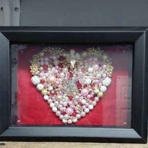 Handmade Framed Heart Shaped Beaded Art Wall Decor